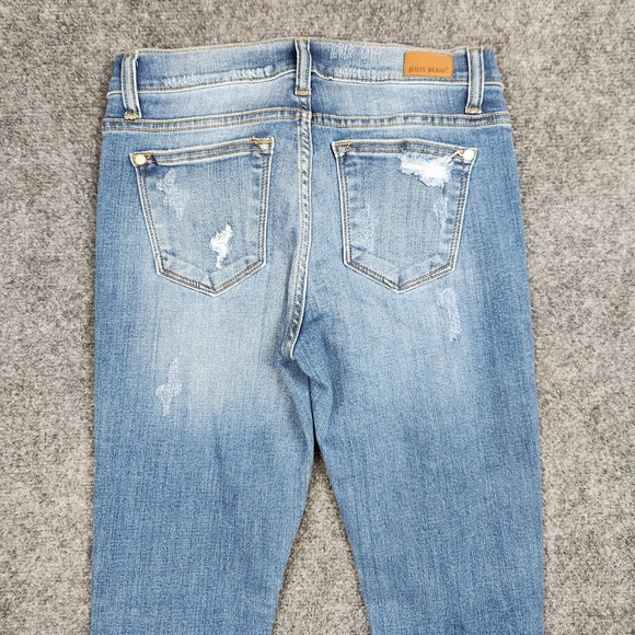 Judy Blue Jeans Womens 5/27 HighRise Skinny Fit Blue Leopard Stretch Denim Pants - Picture 5 of 14